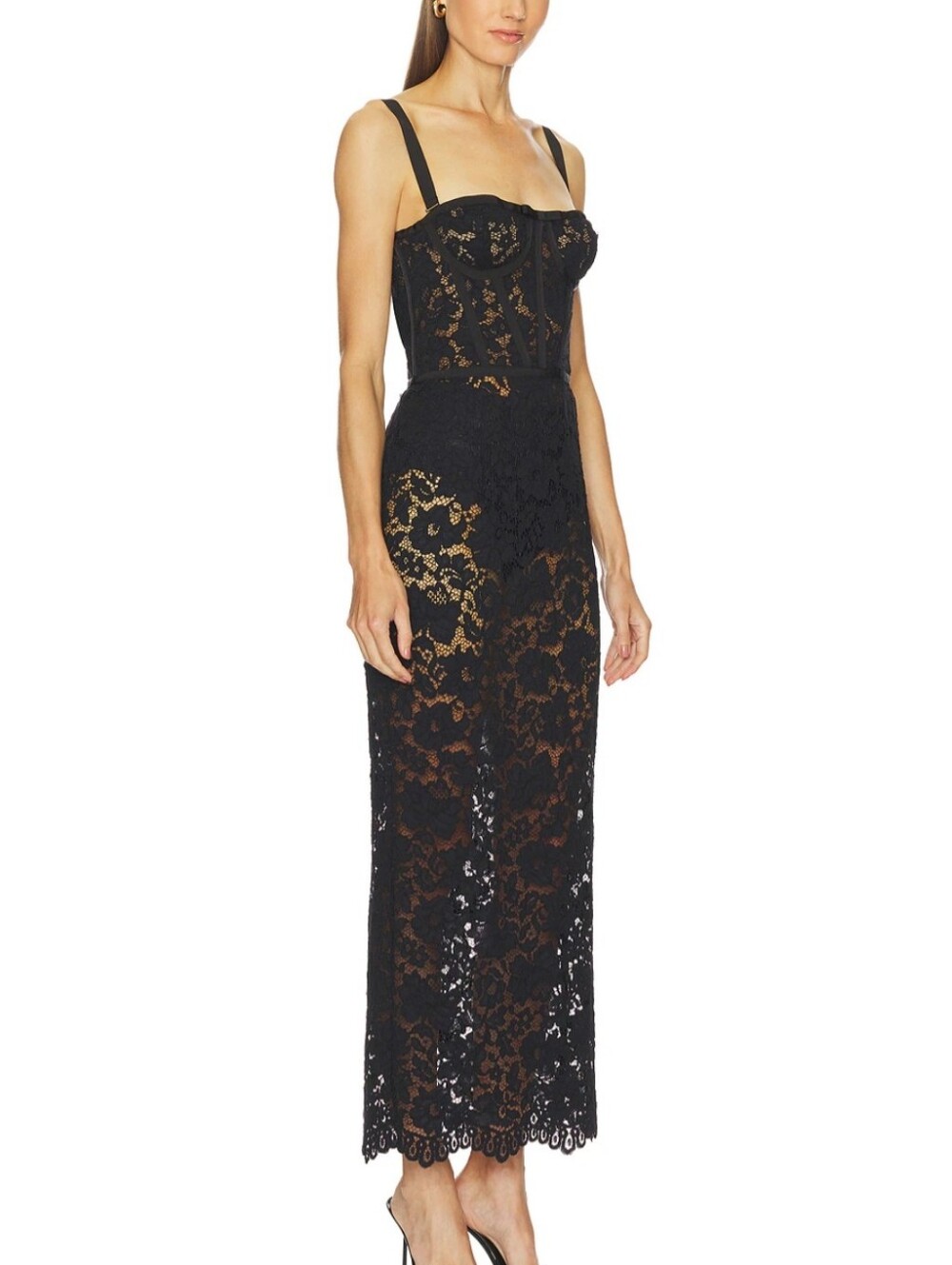Camila Coelho brand women’s Black Lace sheer Midi Dress size XL new with tags